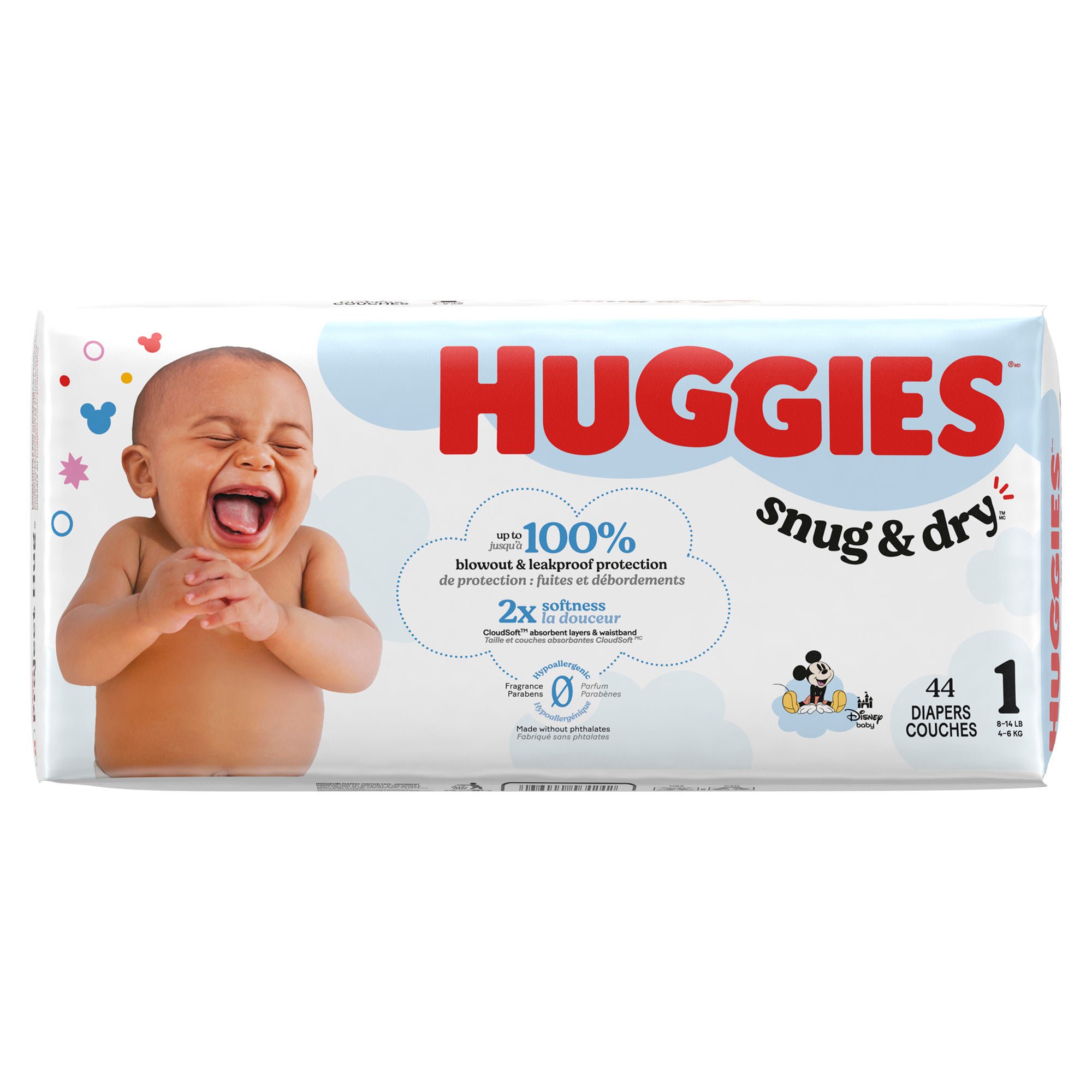 Kimberly Clark DIAPER, HUGGIES SNUG&DRY JUMBOPK SZ1 (44/PK 4PK/CS)