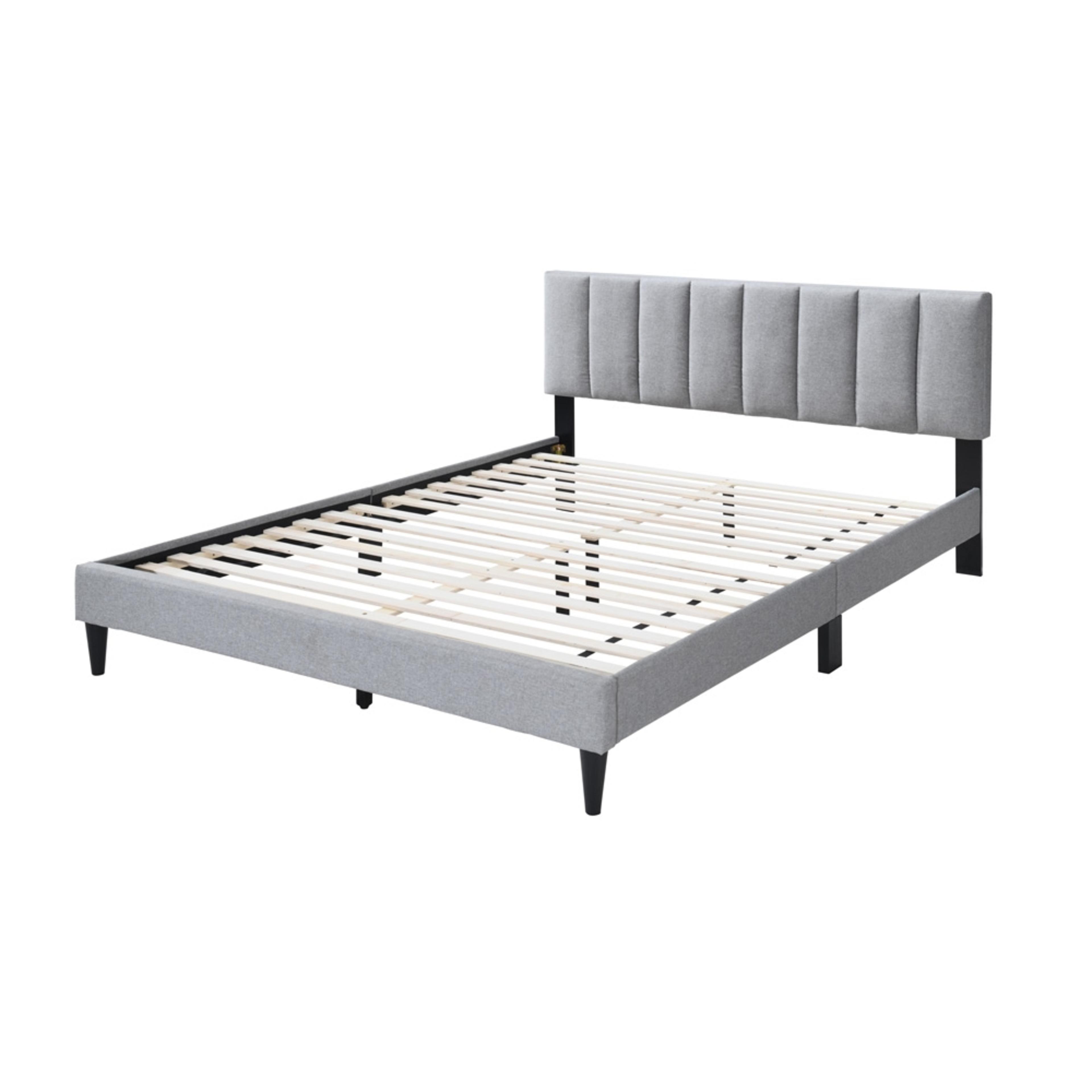 Product image of the Lane Bed Frame, W/ Channelled Headboard, Light Grey from Forty Winks