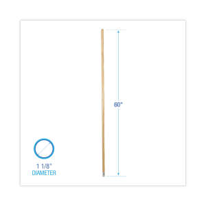 Boardwalk, Lie-Flat Bolt-On Lacquered Wood Mop Handle, 60", Natural