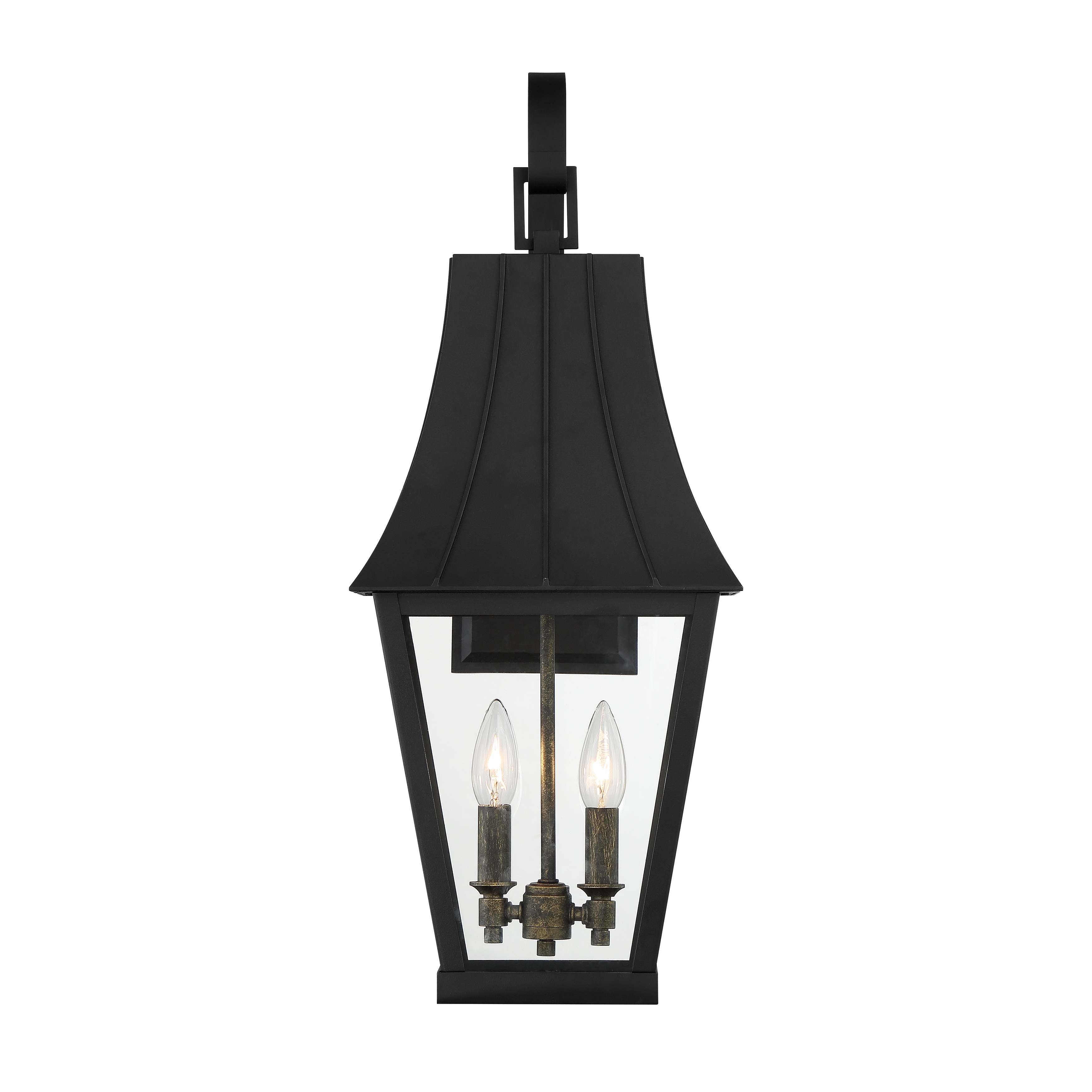 2 Light Outdoor Wall Mount in Sand Coal with Gold Accents Finish and Clear Glass - alternate view