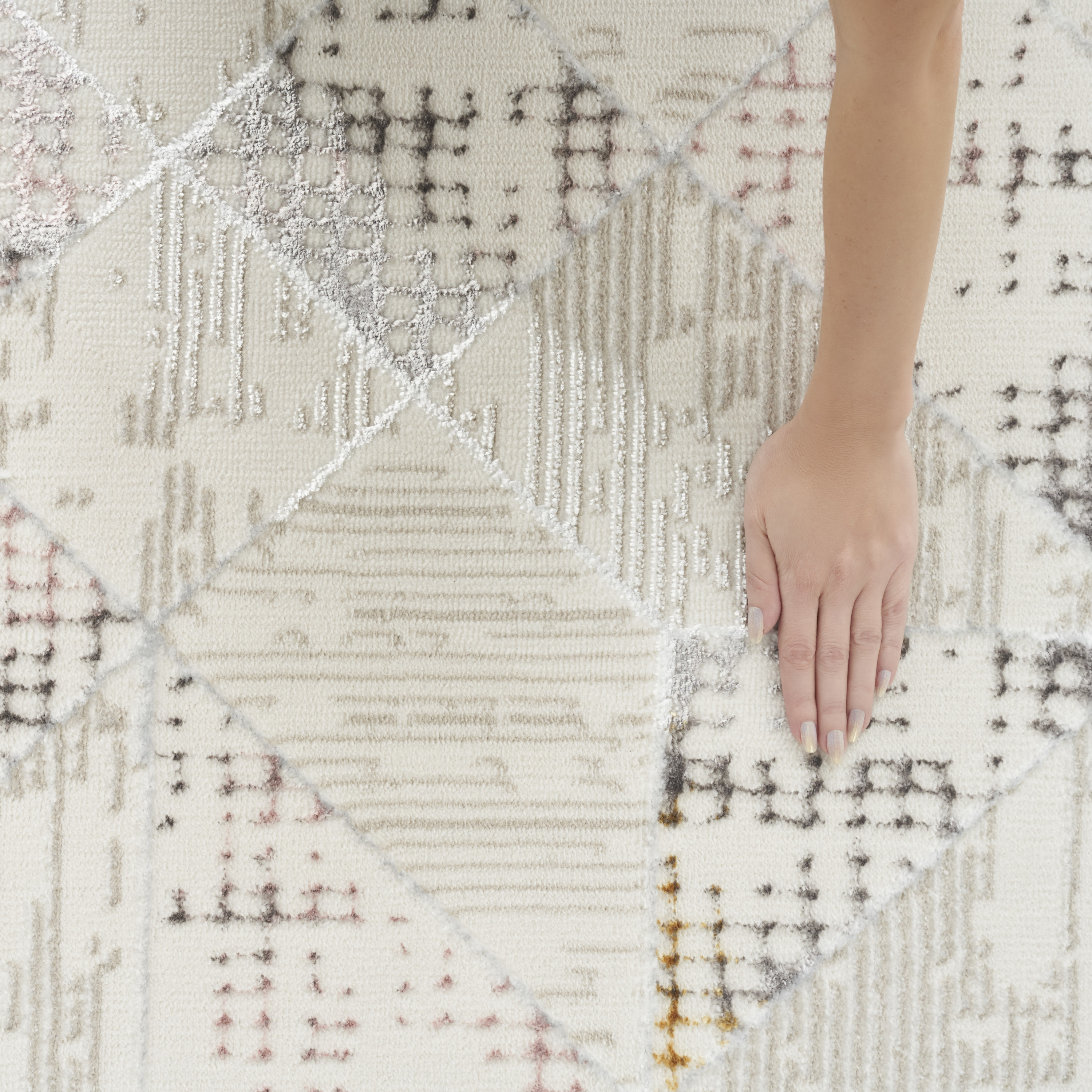 Nourison Glitz 2'3" x 7'6" Ivory Multicolor Contemporary Indoor Rug