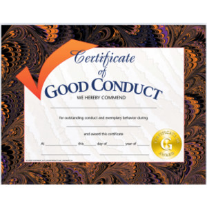 Certificate of Good Conduct, Pack of 30, 8.5" x 11"