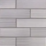 Brownstone Gloss White 2×8 Field Tile Raked