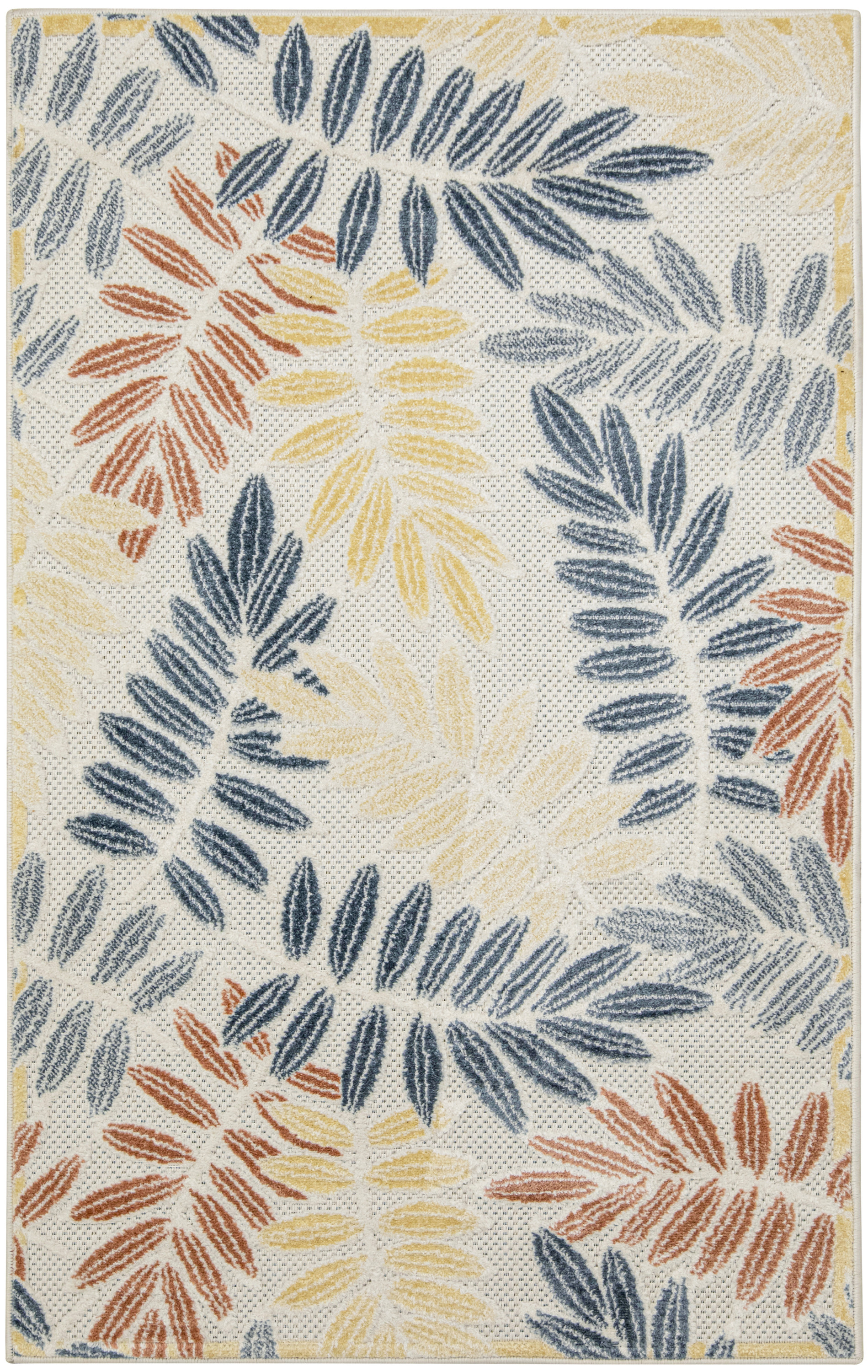 Nourison Aloha 2'8" x 4' Ivory Blue Modern Rug