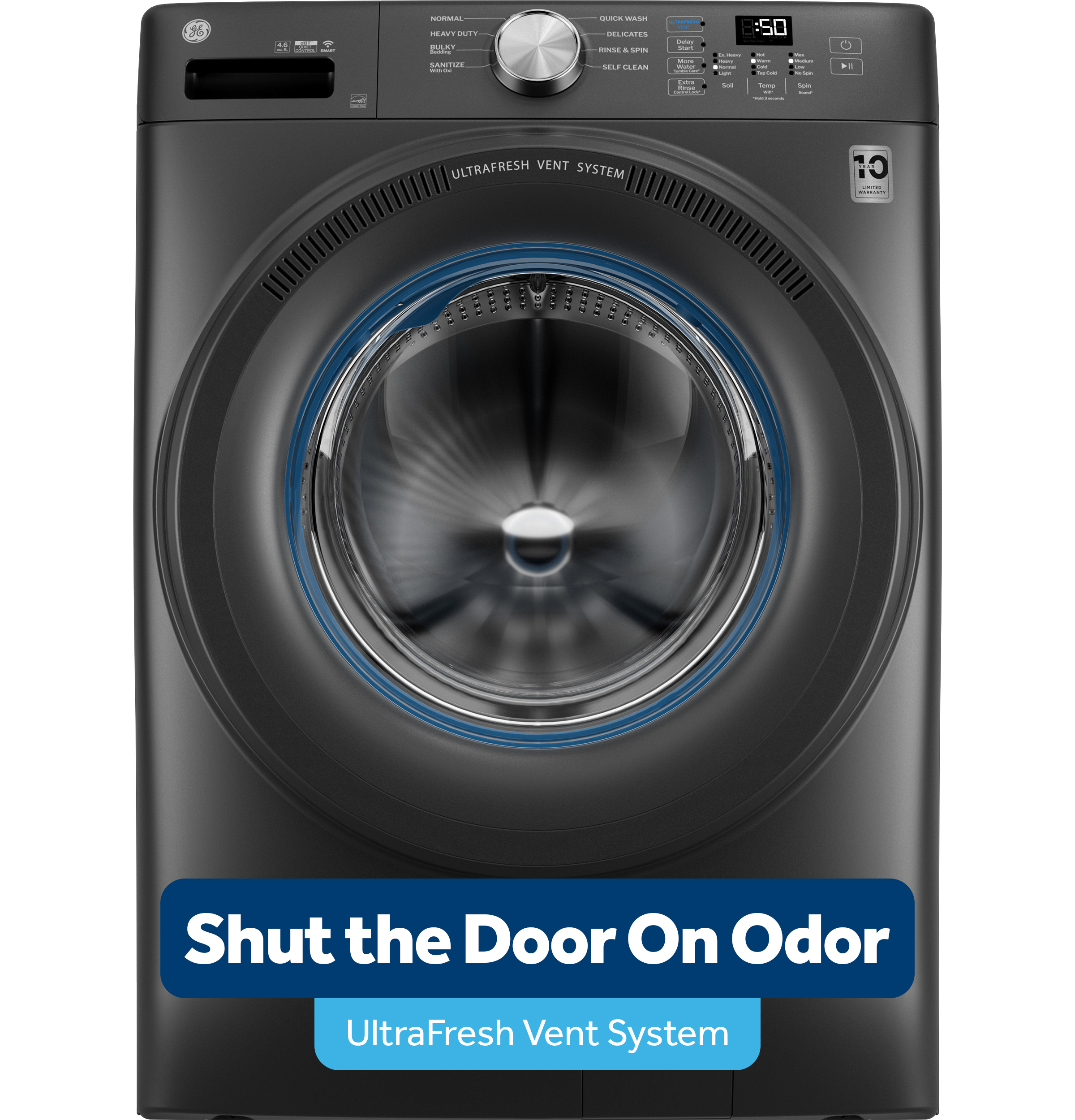 GE® ENERGY STAR® 4.6 cu. ft. Capacity Smart Front Load Washer with UltraFresh Vent System with OdorBlock™