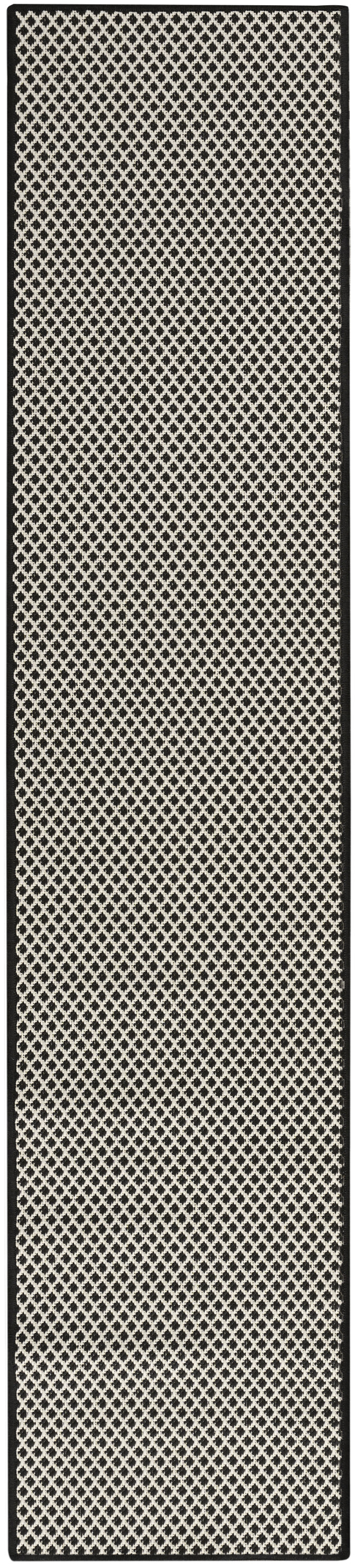 Nourison Courtyard 2'2" x 8' Black White Modern Rug