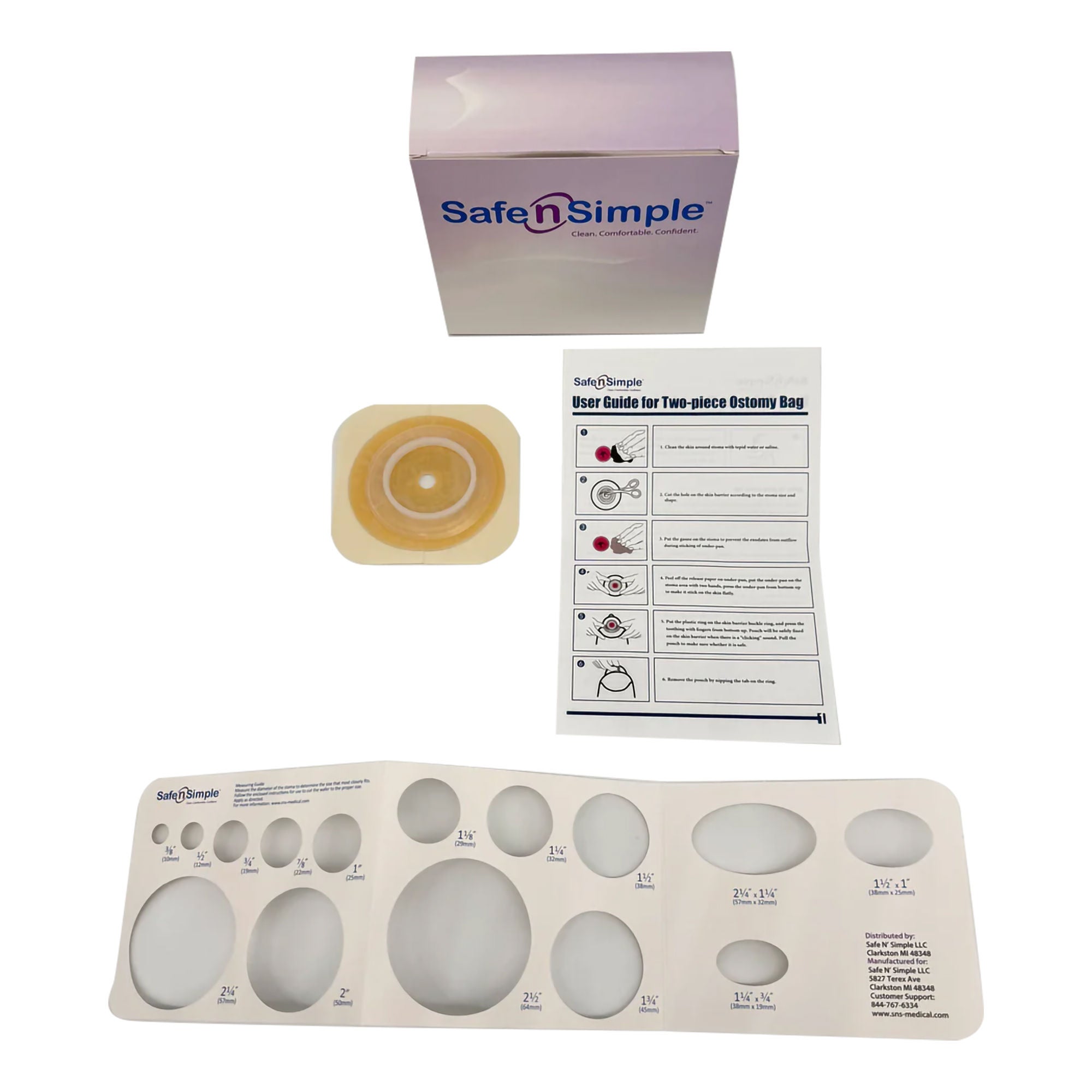 Safe N Simple BARRIER, OSTOMY 2PC EXT HYDROCOLLOID 1 3/4" (5/BX 8BX/CS)
