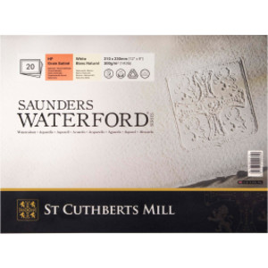 Saunders Waterford Watercolor Block, Hot Pressed, White, 140lb/300gsm, 20 Sheet, 12x9 inch, 1 Count