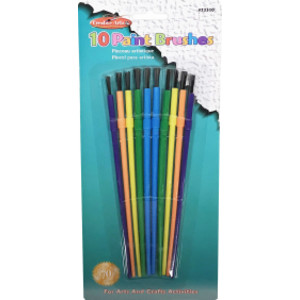 Creative Arts by Charles Leonard Plastic Artist Brushes, Assorted Sizes & Colors, 10/Pack