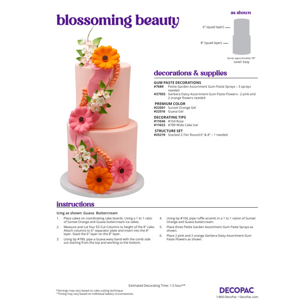 Blossoming Beauty Cake Decorating Instruction Card