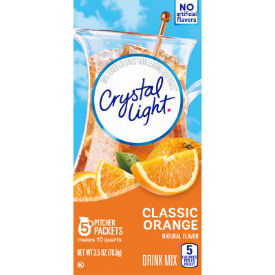 Crystal Light Classic Orange Powdered Drink Mix with Caffeine, 5 ct Pitcher Packets