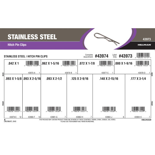 Stainless Steel Hitch Pin Clips Assortment