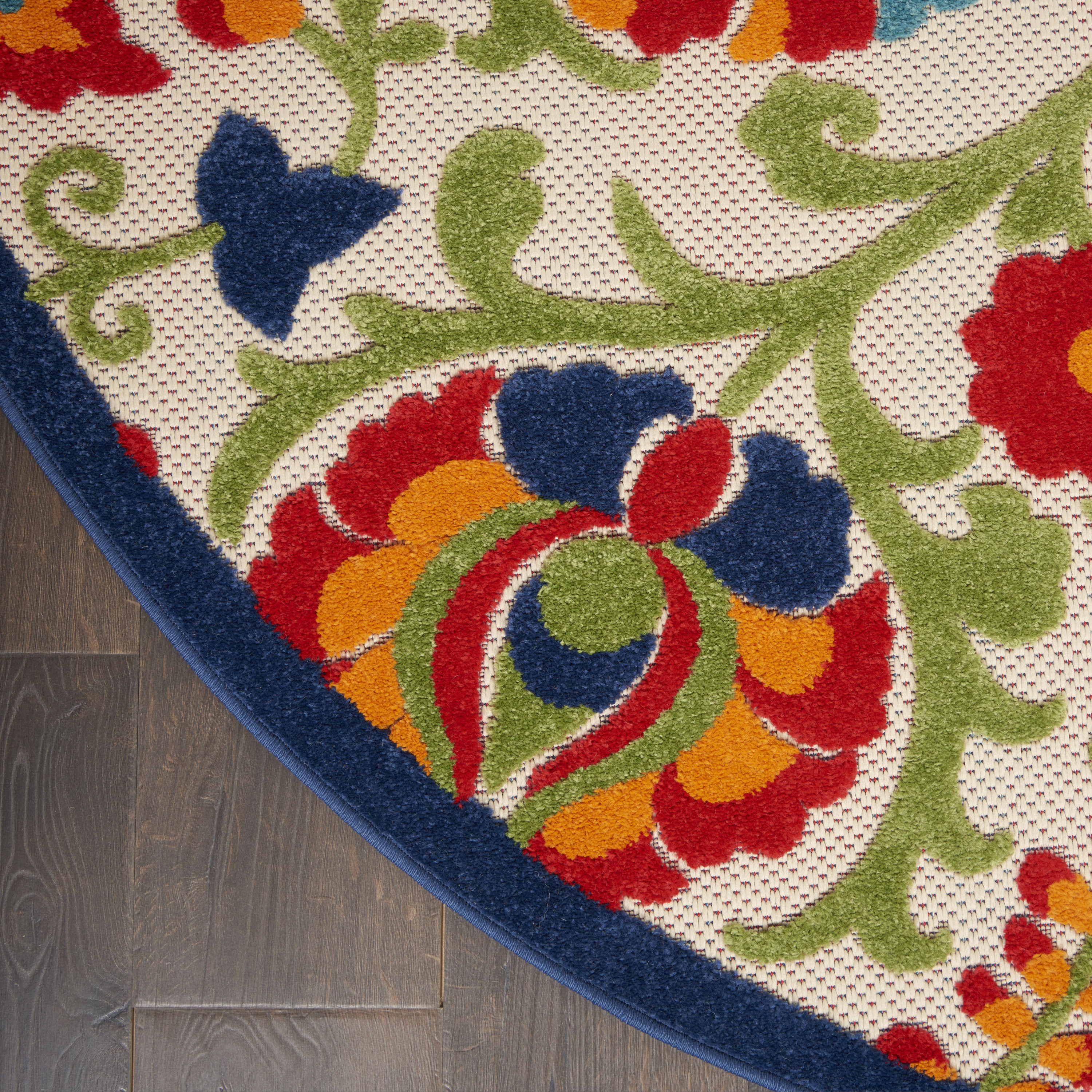 Nourison Aloha 5'3" x Round Multicolor Farmhouse Rug