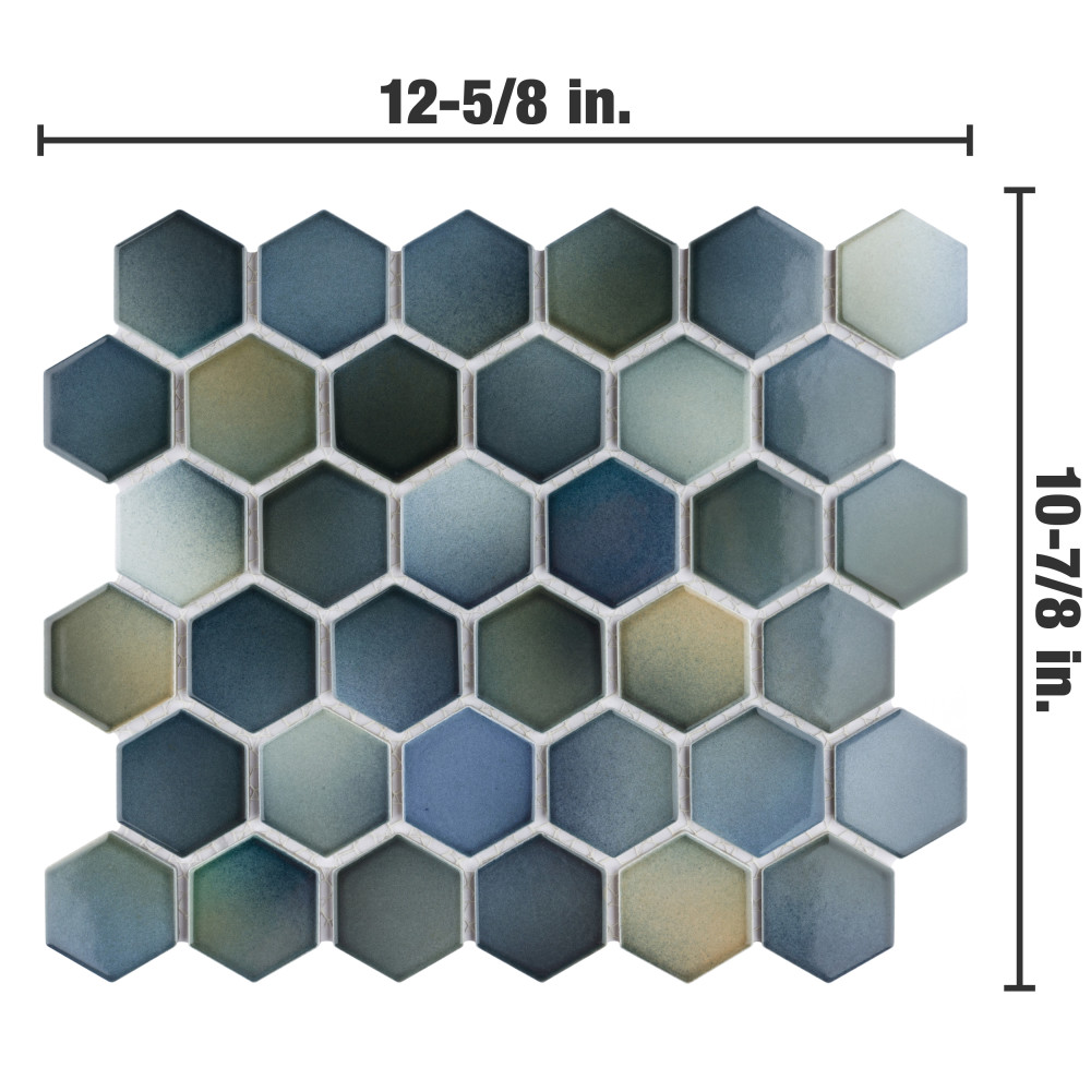 Hudson Due 2″ Hex Atlantis 10-7/8 in. x 12-5/8 in. Porcelain Mosaic Tile