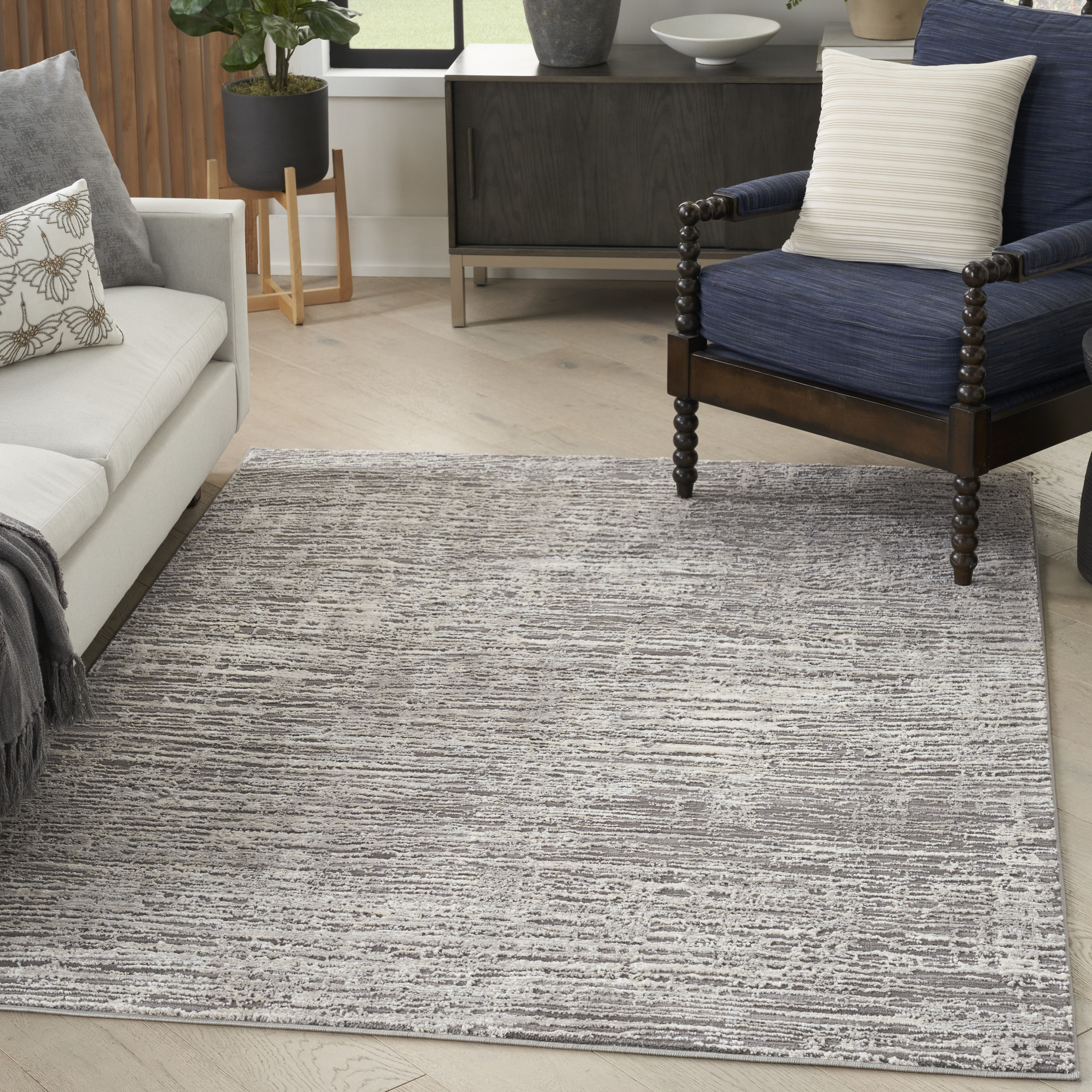 Nourison Sustainable Trends 6' x 9' Ivory Grey Modern Indoor Rug