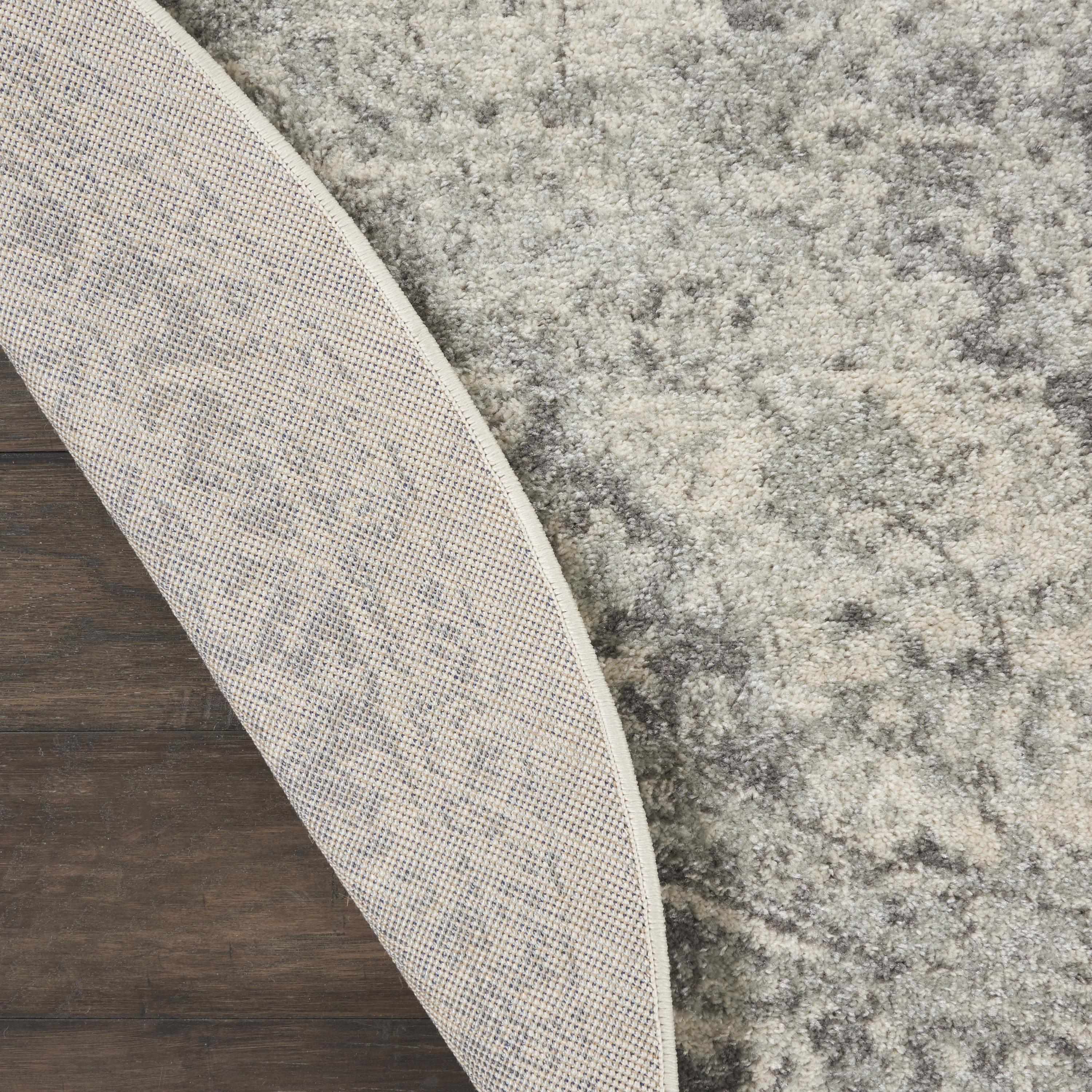 Nourison Tranquil 5'3" x Round Ivory Grey Vintage Indoor Rug