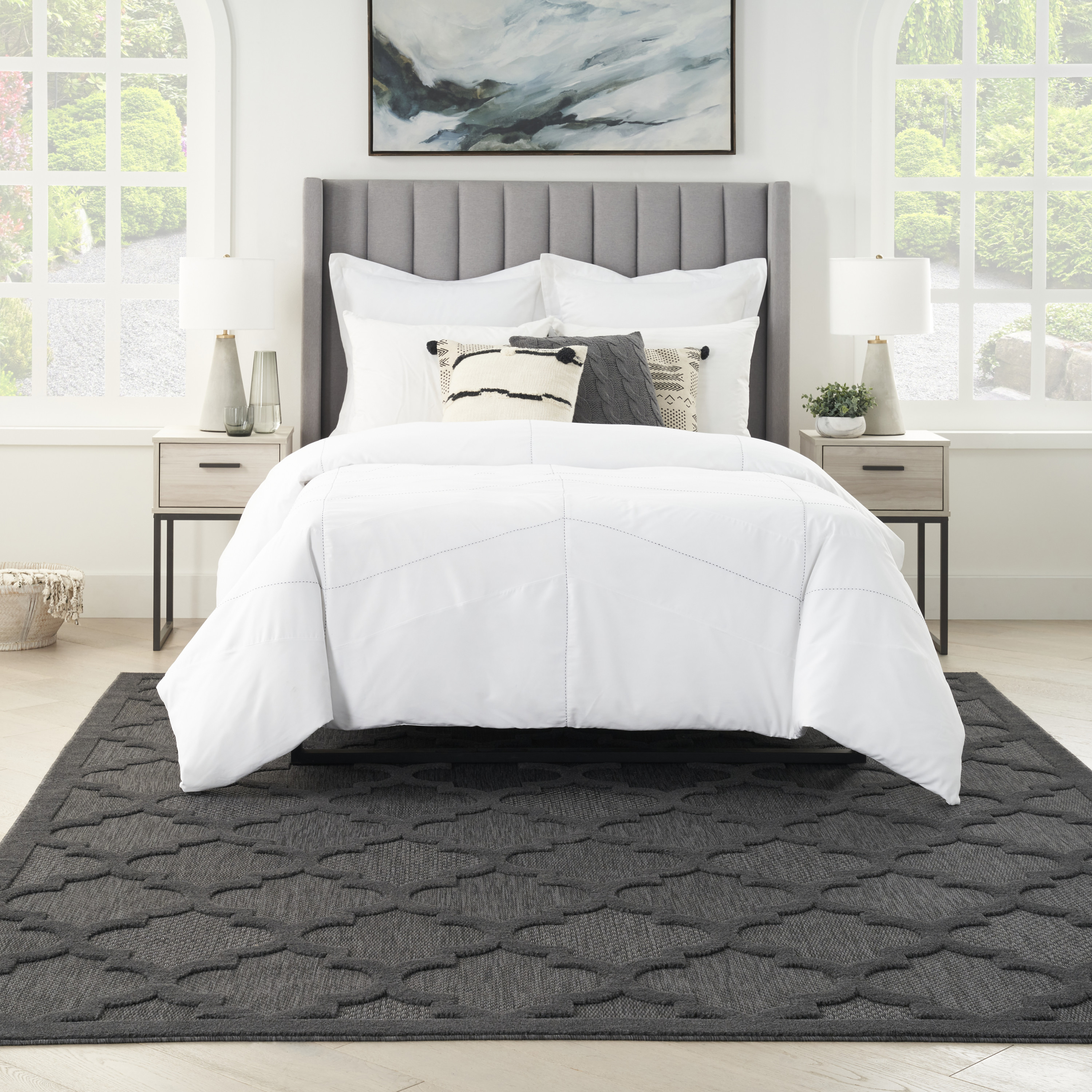 Nourison Easy Care 7' x 10' Charcoal Black Modern Rug