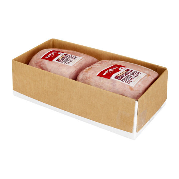 HORMEL(r) Corned Beef, Flat, 20%, Deli Faced, 2 pc . C1RM - Front Right Open Case (Hi Res)