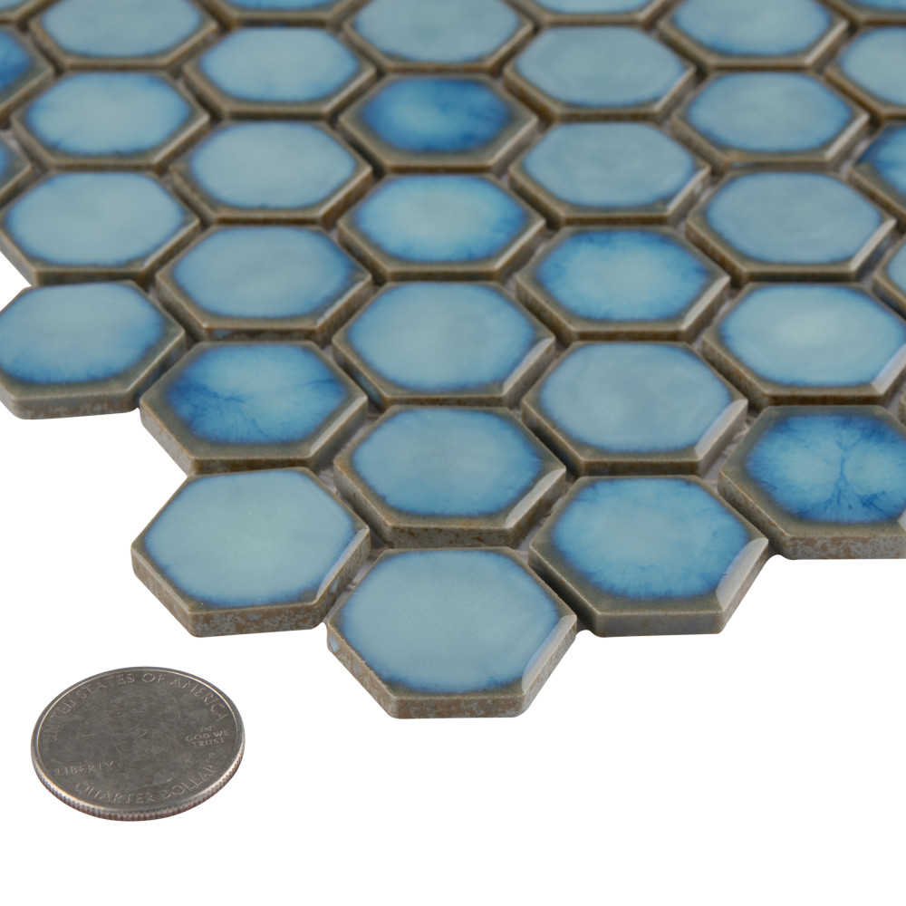 Sample – Hudson 1″ Hex Marine Porcelain Mosaic Tile