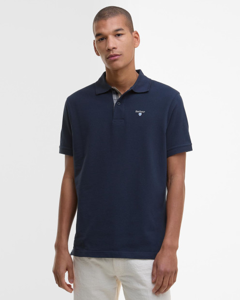 Tartan Pique Polo Shirt New Navy