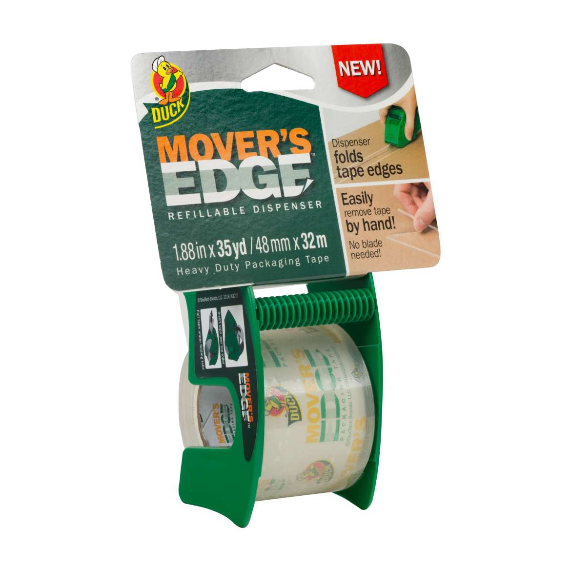 Duck® Brand Movers Edge Refillable Dispenser - Clear, 1.88 in. x 35 yd. Image