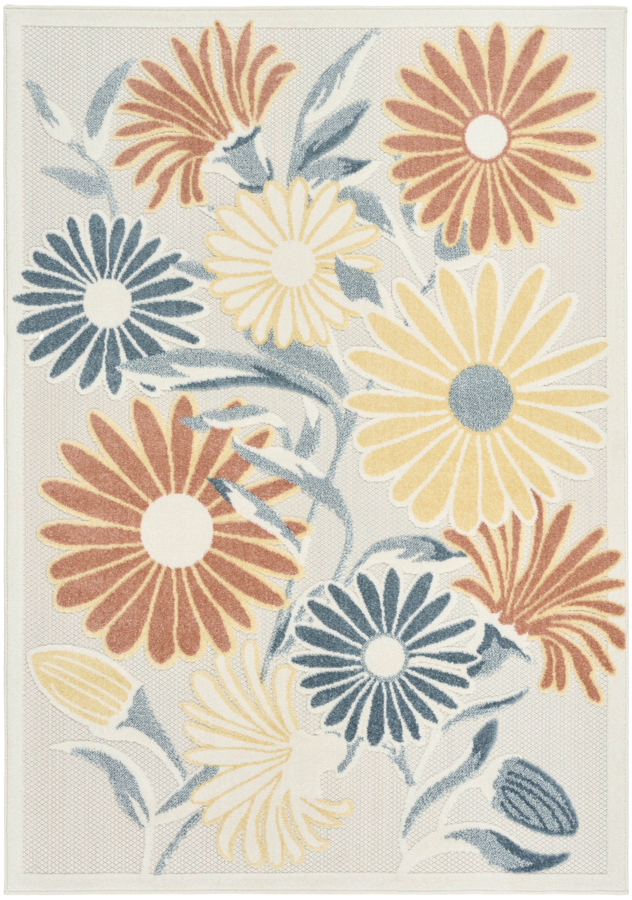 Nourison Aloha 3'6" x 5'6" Ivory Rose Outdoor Rug