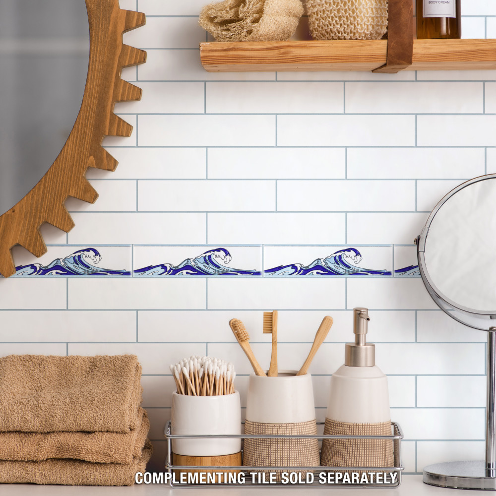 Captain Wave Pacific Blue 2 in. x 7-7/8 in. Ceramic Wall Trim