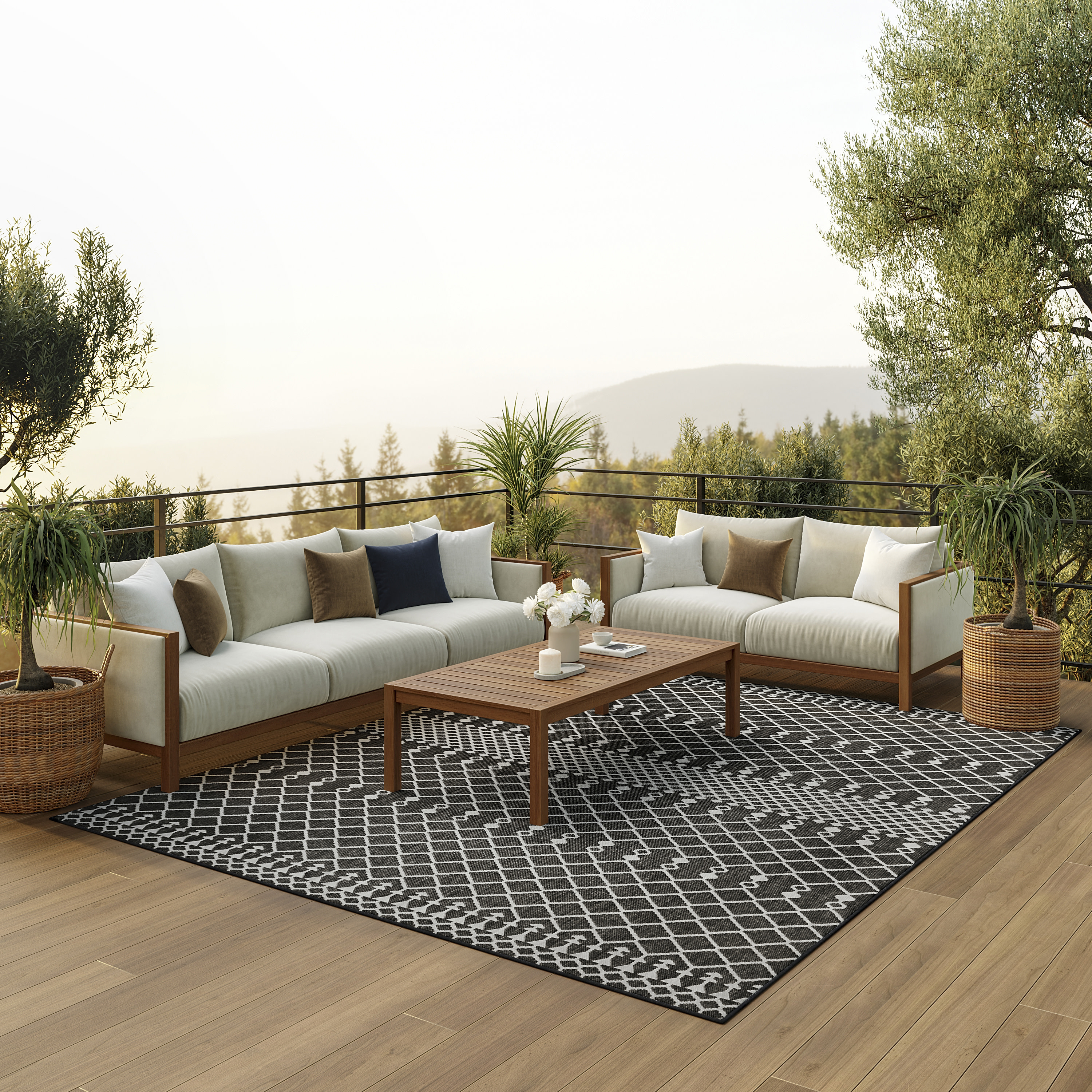 Nourison Positano 6' x 9' Black Modern Rug