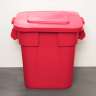 Rubbermaid Commercial, BRUTE, 28 gal, Resin, Red, Square, Receptacle