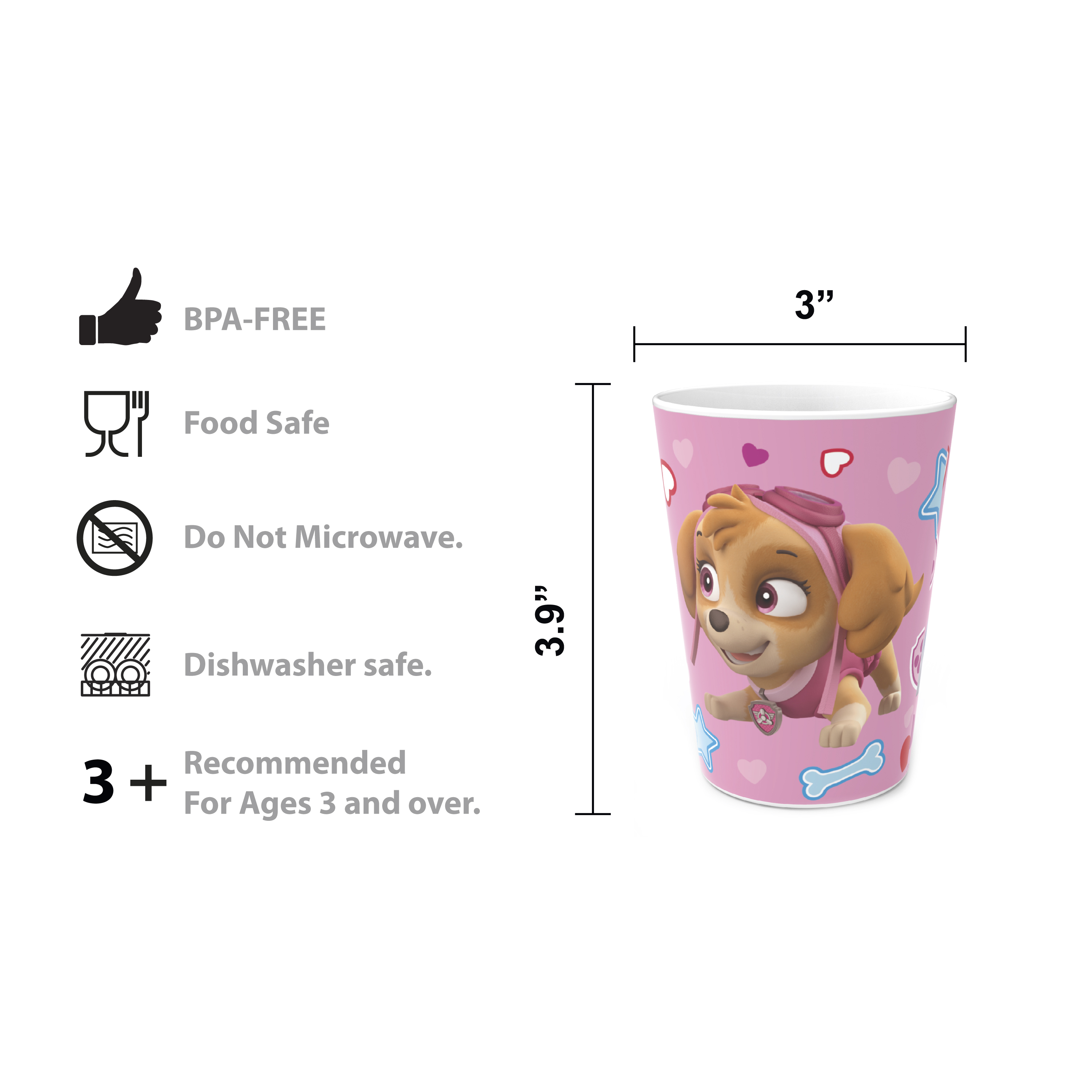Paw Patrol Plate, Bowl, Tumbler, Water Bottle and Flatware Set for Kids, Everest and Skye, 6-piece set slideshow image 10