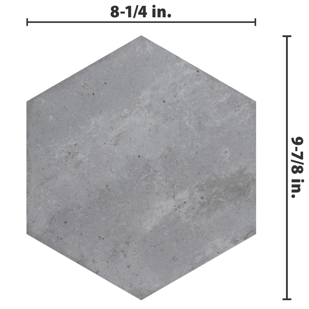 Brickyard Hex White 8-1/2 in. x 9-7/8 in. Porcelain Floor and Wall Tile