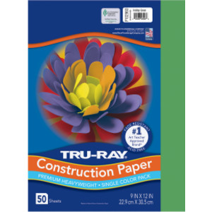 Construction Paper, Heavyweight, Holiday Green, 9" x 12", 50 Sheets