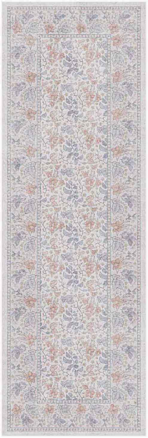 Nourison Botanical Washables 2' x 6' Ivory Multicolor Farmhouse Indoor Rug