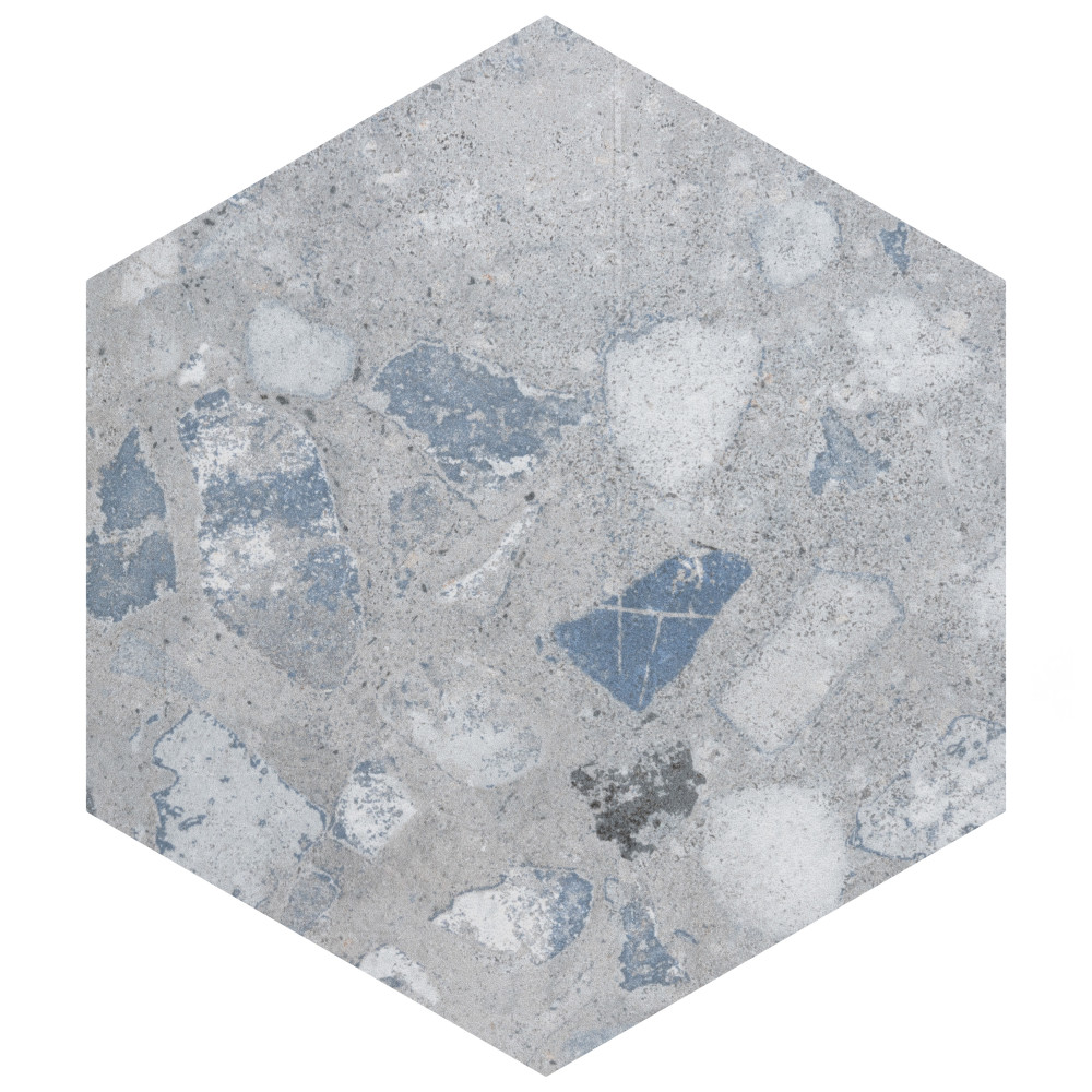 Recycle Hex River Blue 8-1/2 in. x 9-7/8 in. Porcelain Floor and Wall Tile