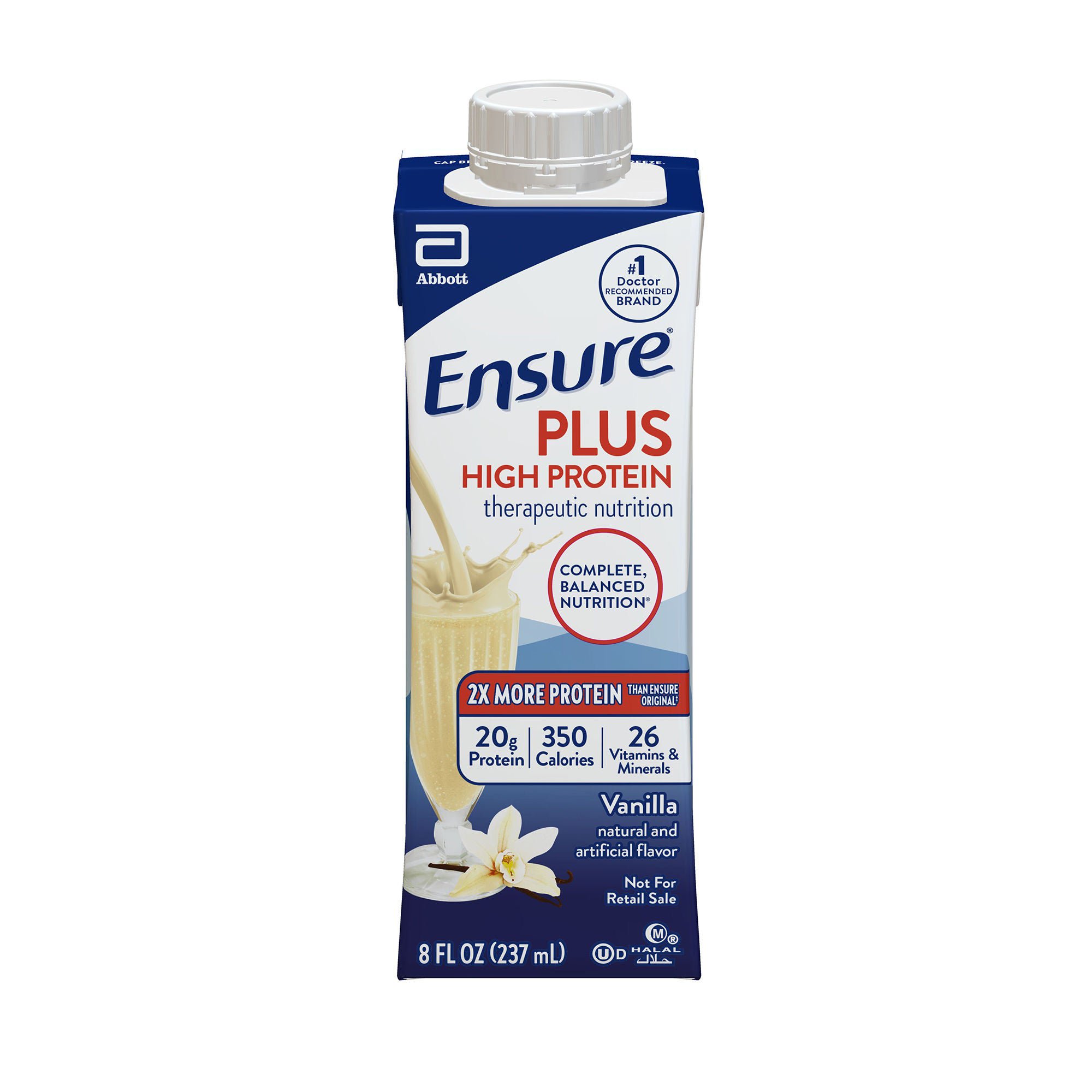 Ensure® Plus High Protein Therapeutic Nutrition Shake, Vanilla, 8-ounce carton