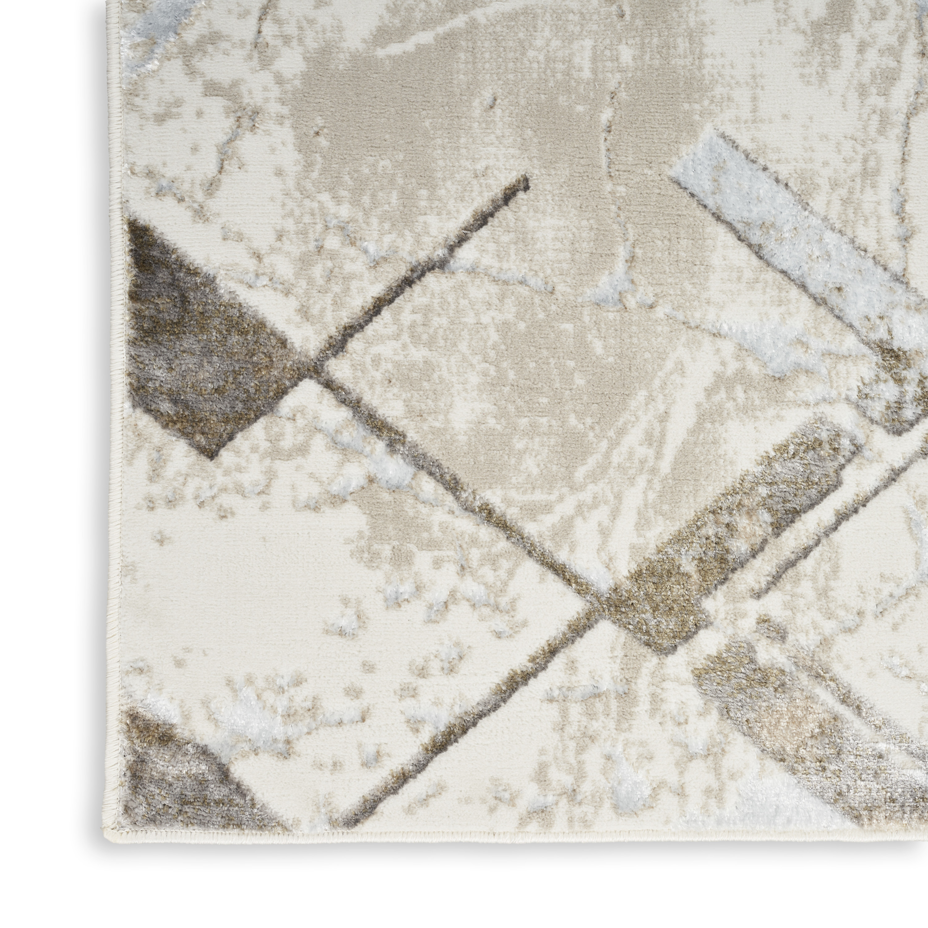 Nourison Glitz 2'3" x 7'6" Ivory Grey Modern Indoor Rug
