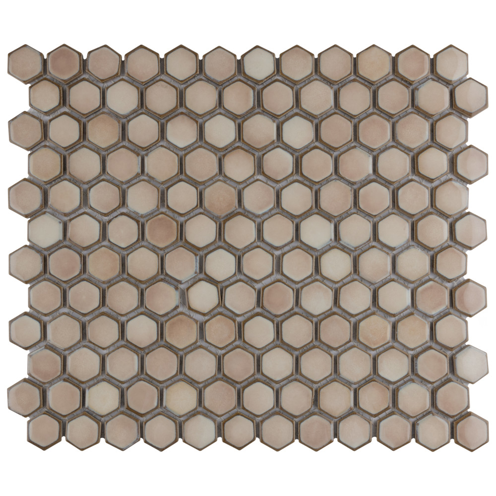 Sample – Hudson 1″ Hex Truffle Porcelain Mosaic Tile