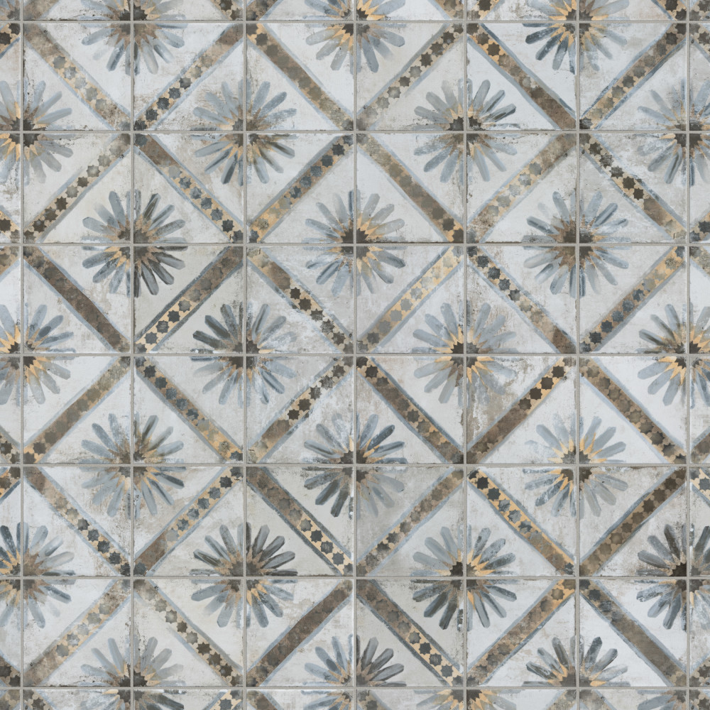 Harmonia Kings Marrakech Blue 13x13 Square Ceramic Floor and Wall Digital Pattern