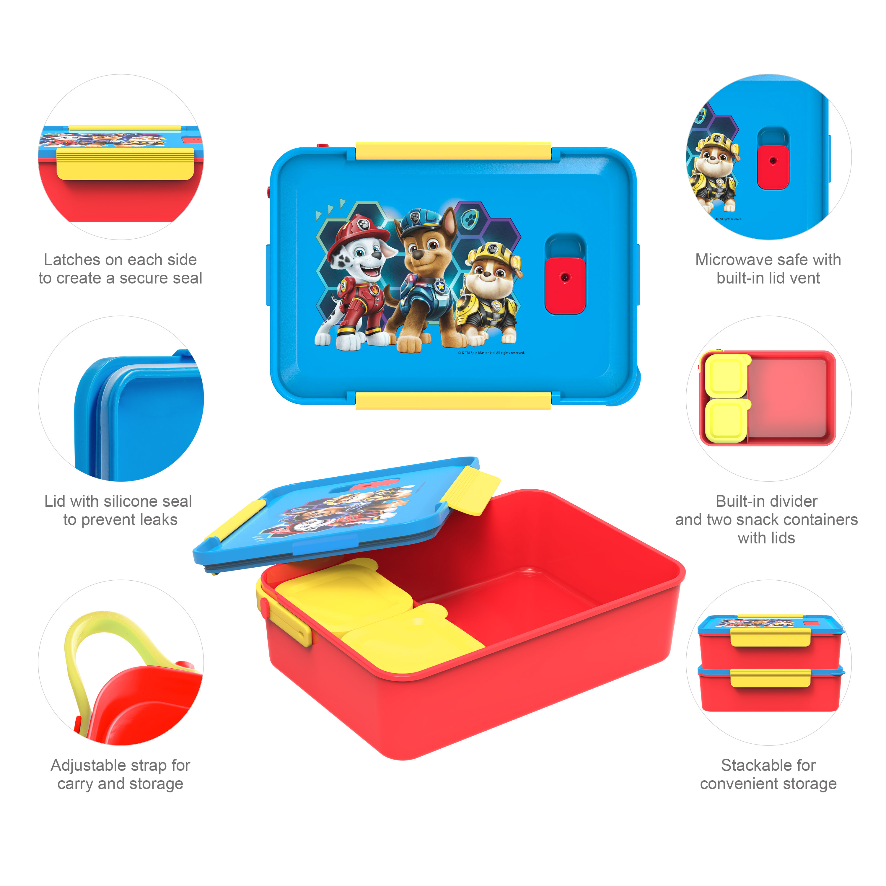 Paw Patrol Movie Reusable Divided Bento Box, Rubble, Marshall and Chase, 3-piece set slideshow image 13