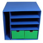 Classroom Keepers&reg; Management Center, 4 Slots, Blue & 2 Drawers, Green, 12-3/8"H x 13-1/2"W x 12-3/8"D PAC001331