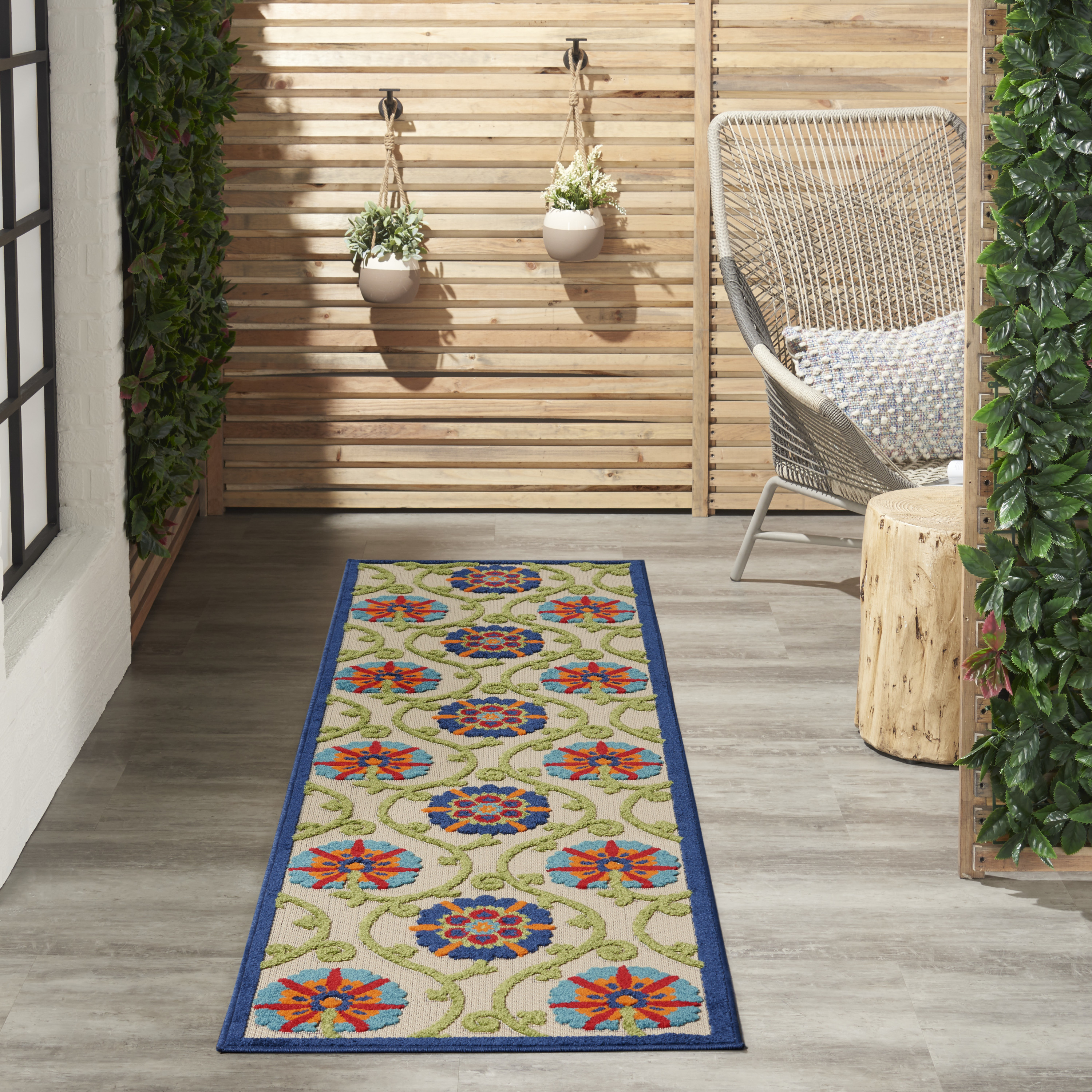 Nourison Aloha 2' x 6' Blue Multicolor Contemporary Rug