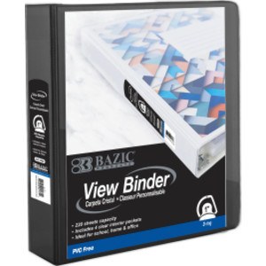 PVC-Free Slant-D Ring View Binder with 4-Pockets, 1", Black
