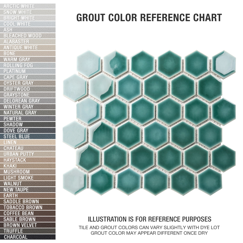 Hudson Due 2″ Hex Emerald 10-7/8 in. x 12-5/8 in. Porcelain Mosaic Tile