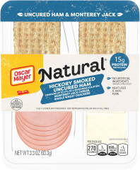 Natural Hickory Smoked Uncured Ham, Monterey Jack Cheese & Whole Wheat Crackers image