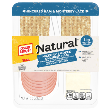 Natural Hickory Smoked Uncured Ham, Monterey Jack Cheese & Whole Wheat Crackers