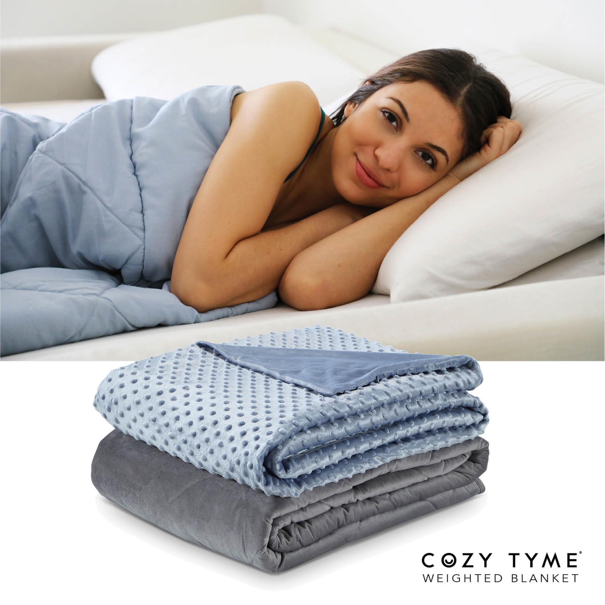 Cozy Tyme Light Blue Duvet: 100% Polyester, Blanket: 100% Cotton Throws 25 Pound Calm Sleeping