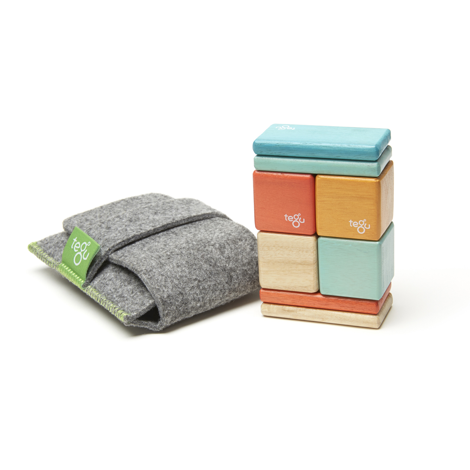 Tegu Magnetic Wooden Blocks, 8-Piece Pocket Pouch, Sunset image number null