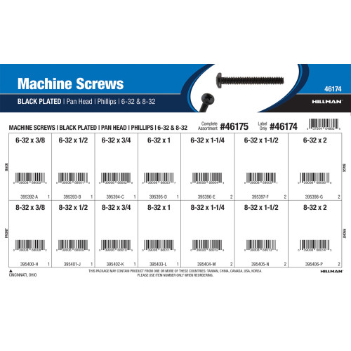 Phillips Pan-Head Black Machine Screws Assortment (#6-32 & #8-32)
