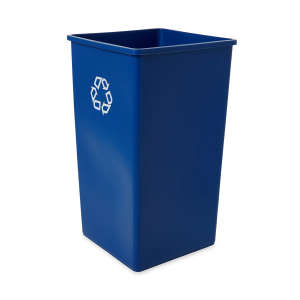 Rubbermaid Commercial, Untouchable®, Recycling, 50gal, Resin, Blue, Square, Receptacle