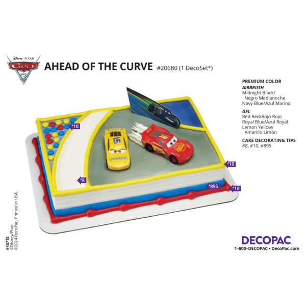Disney and Pixar's Cars 3 Ahead of The Curve Cake Decorating Instruction Card